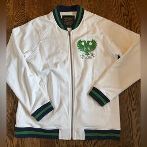 Old Navy surplus y2k varsity sweatshirt jacket white green XL